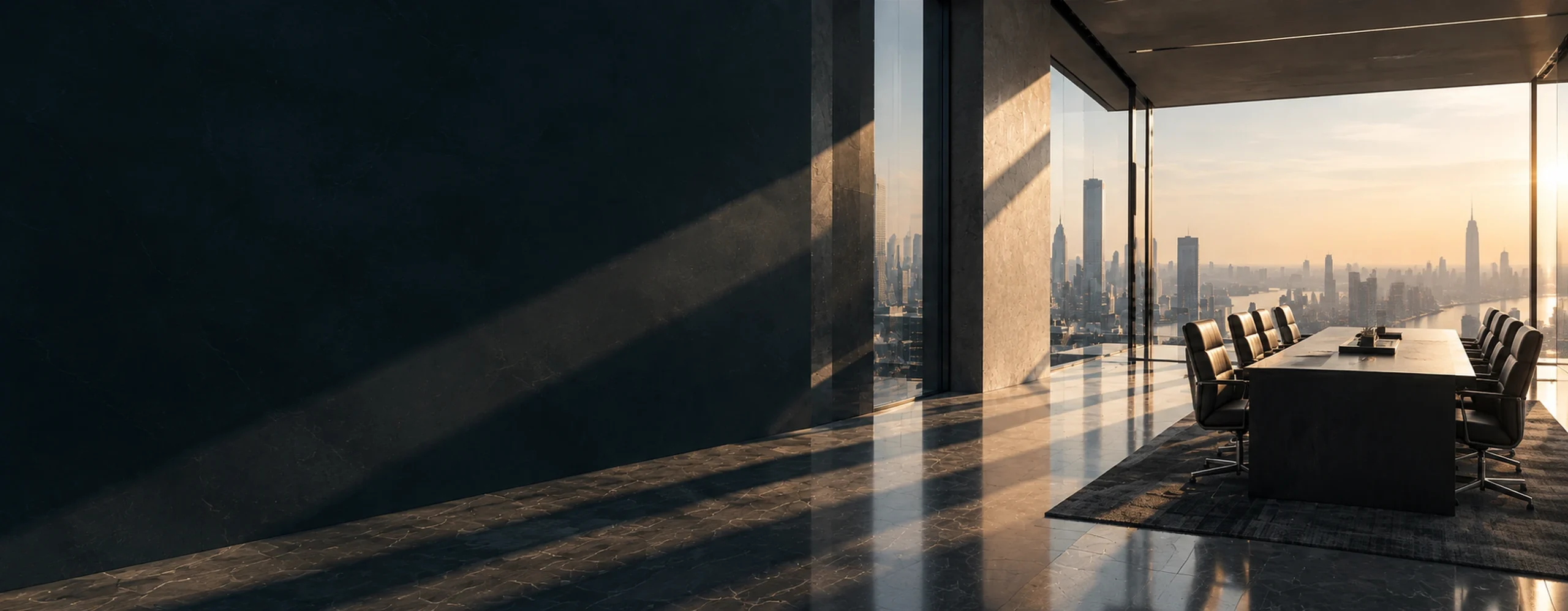 Sunlit stone colonnade at dawn